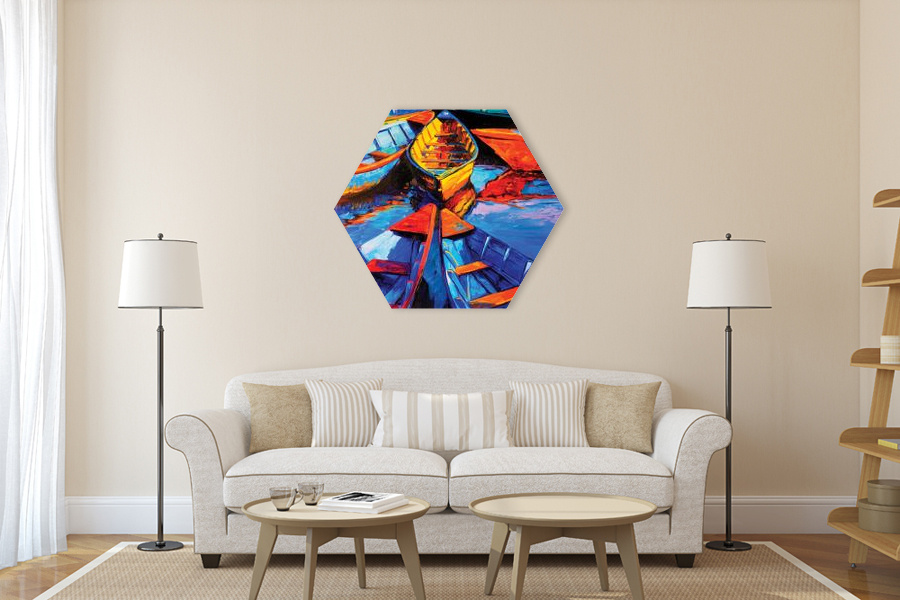 Πίνακας σε καμβά για μοντέρνο χώρο, με αφηρημένο στυλ, τίτλος 'PAIN-247', με έντονα χρώματα.