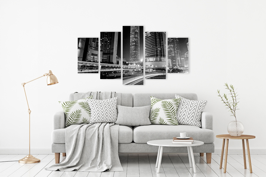 Πίνακας σε καμβά για εσωτερικό χώρο, ασπρόμαυρη εικόνα, με αφηρημένο στυλ και minimal διακόσμηση.