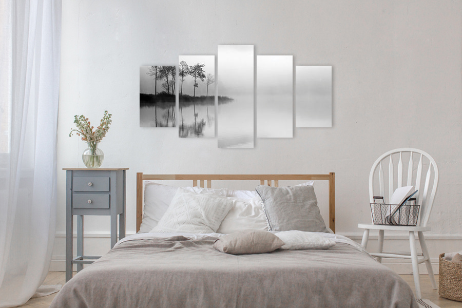 Πίνακας σε καμβά για μοντέρνο χώρο, με ασπρόμαυρη εικόνα, αφηρημένο στυλ και minimal διακόσμηση.