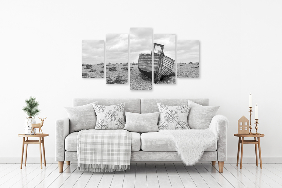 Πίνακας σε καμβά, ασπρόμαυρη εικόνα με αφηρημένο σχέδιο, κατάλληλος για μοντέρνο χώρο.