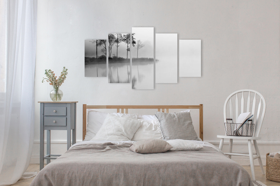 Πίνακας σε καμβά για μοντέρνο χώρο, ασπρόμαυρη εικόνα, αφηρημένο στυλ.