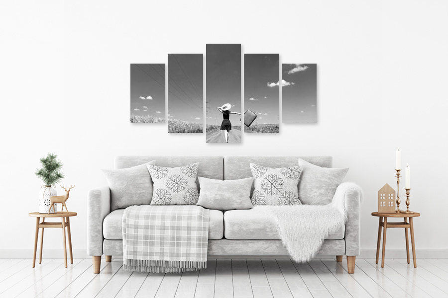 Πίνακας σε καμβά για μοντέρνο χώρο, με ασπρόμαυρη εικόνα, αφηρημένο στυλ.