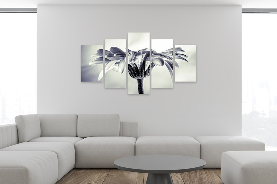 Πίνακας σε καμβά για χώρο που μπορεί να προορίζεται ως γραφείο, αφηρημένος, με ασπρόμαυρη εικόνα, minimal στυλ διακόσμησης.