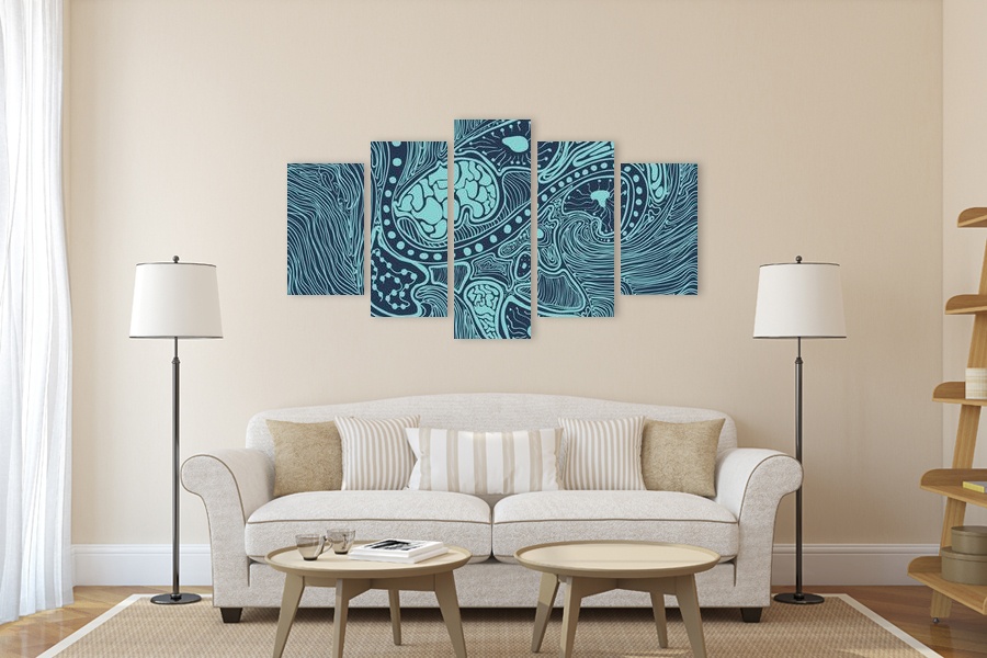 Πίνακας σε καμβά για μοντέρνο χώρο, αφηρημένο σχέδιο, με δυναμικά χρώματα και μοντέρνο στυλ διακόσμησης.