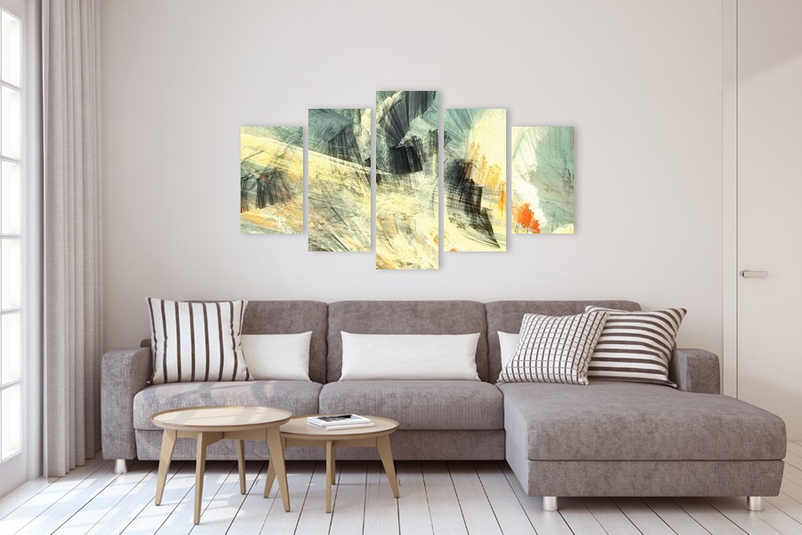 Πίνακας σε καμβά για μοντέρνο χώρο, αφηρημένη εικόνα, με ζωντανά χρώματα και minimal στυλ διακόσμησης.