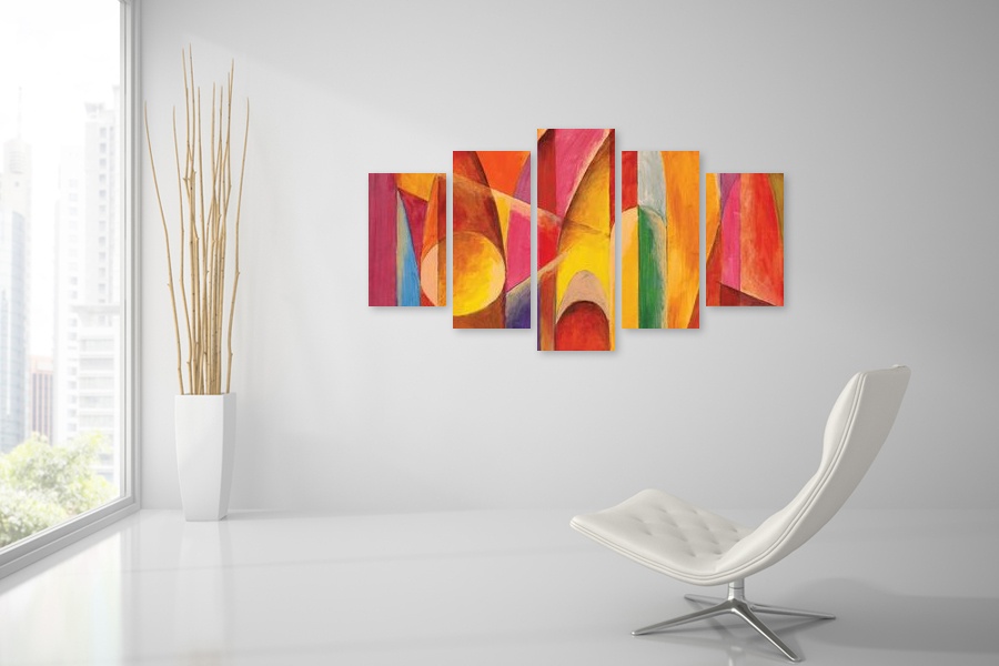 Πίνακας σε καμβά για μοντέρνο χώρο, αφηρημένη εικόνα με δυναμικά χρώματα, κατάλληλος για εικαστική διακόσμηση.