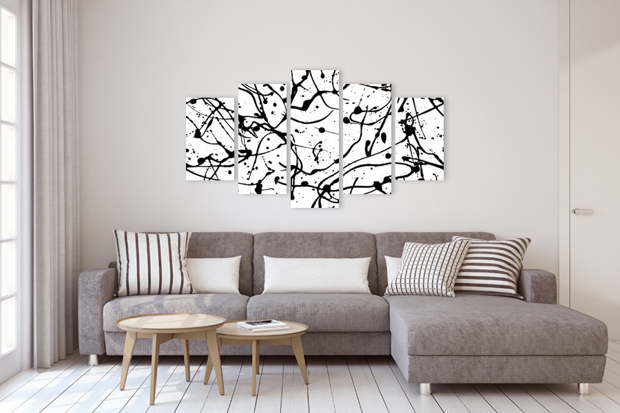 Πίνακας σε καμβά αφηρημένης τέχνης για σύγχρονο χώρο, με δυναμικά χρώματα και στυλ διακόσμησης minimal.