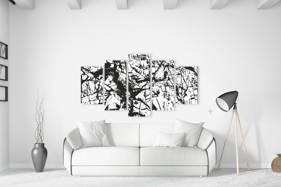 Πίνακας σε καμβά αφηρημένης τέχνης για μοντέρνο χώρο, με έντονα χρώματα και καλλιτέχνη άγνωστο.