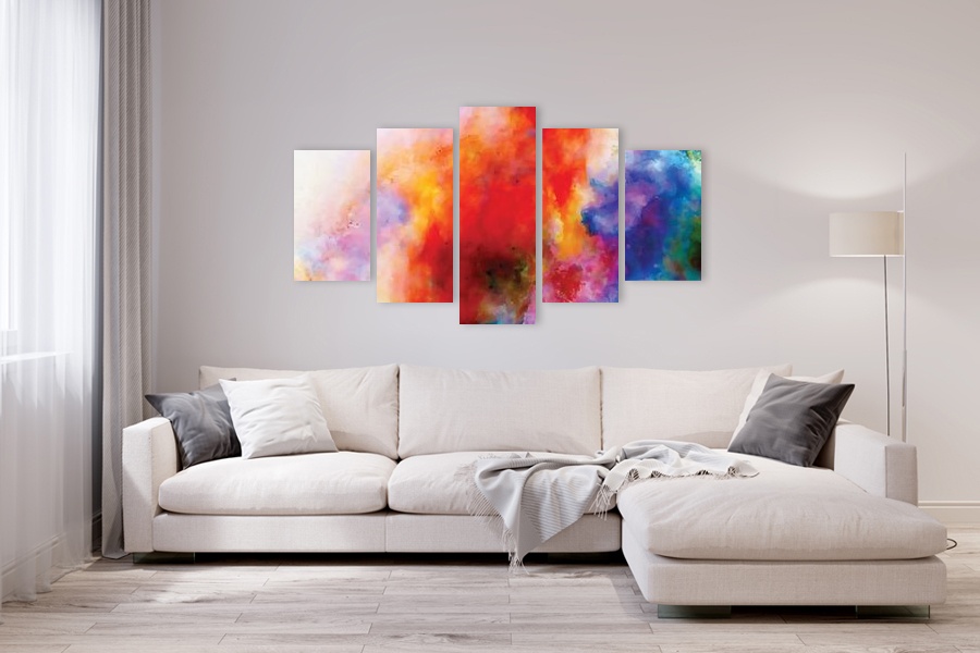 Πίνακας σε καμβά για μοντέρνο χώρο, αφηρημένη εικόνα, με χρώματα και σχήματα, σε αφηρημένο και minimal στυλ διακόσμησης.