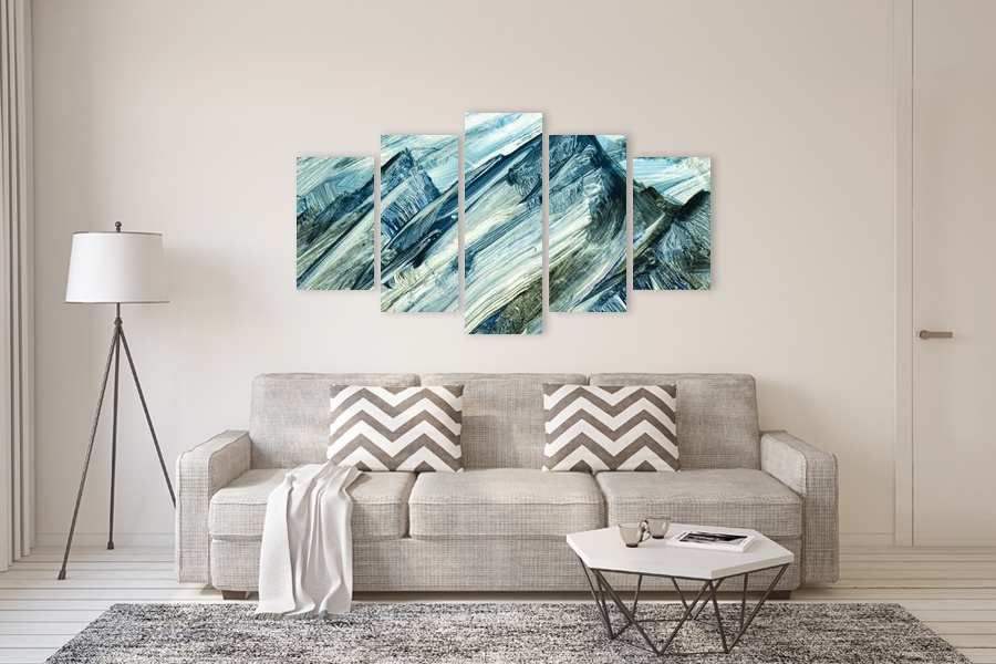 Πίνακας σε καμβά αφηρημένης τέχνης, με χρώματα και σχήματα, κατάλληλος για μοντέρνο χώρο.