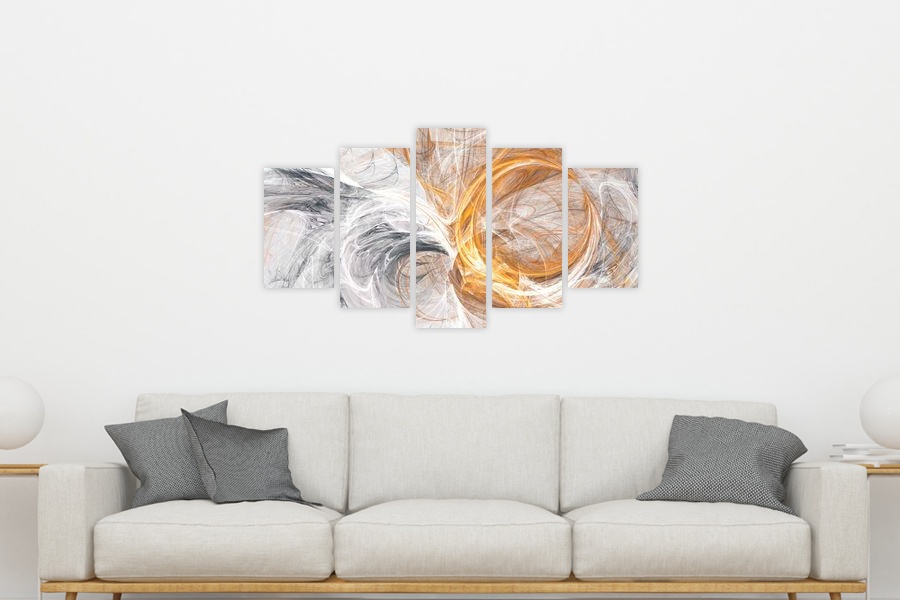 Πίνακας σε καμβά για μοντέρνο χώρο, αφηρημένο στυλ, με έντονα χρώματα και δυναμικά σχέδια.