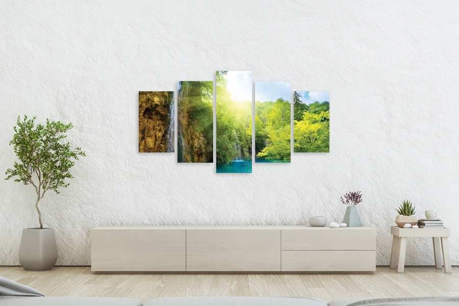 Πίνακας σε καμβά για τοίχο, τοπίο με φυσικά στοιχεία, αφηρημένο στυλ, κατάλληλος για μοντέρνο χώρο.