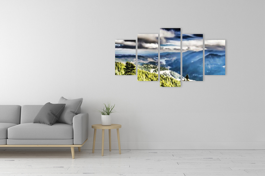 Πίνακας σε καμβά για χώρο που μπορεί να προορίζεται, τοπίο με φυσικά στοιχεία, σε ρεαλιστικό και μοντέρνο στυλ.