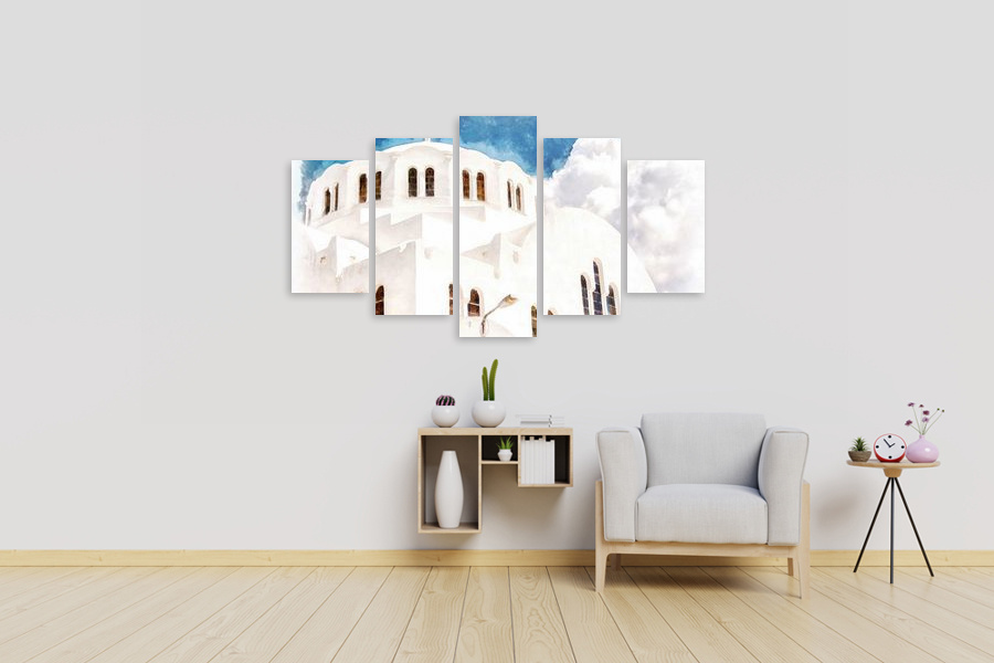 Πίνακας σε καμβά για τον χώρο που μπορεί να προορίζεται, τοπίο φύσης με αφηρημένο στυλ και μοντέρνα διακόσμηση.