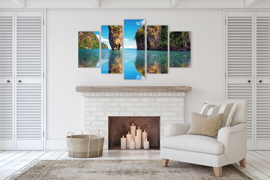 Πίνακας σε καμβά του τοπίου με φυσικά στοιχεία, μοντέρνο στυλ διακόσμησης.