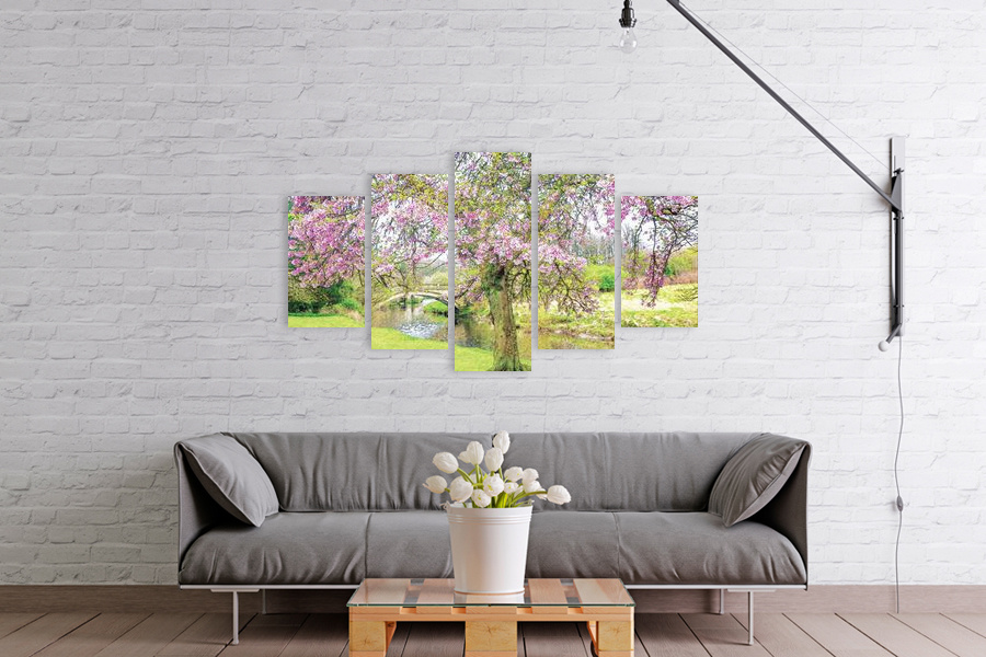 Πίνακας σε καμβά για τοίχο, Τοπίο σε φυσικό τοπίο, με ζωντανά χρώματα, σε αφηρημένο και μοντέρνο στυλ διακόσμησης.