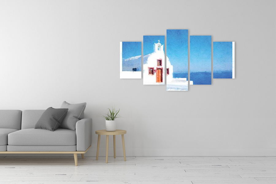 Πίνακας σε καμβά για χώρος που μπορεί να προορίζεται ως δωμάτιο, τοπίο με φύση, αφηρημένο στυλ και μοντέρνα διακόσμηση.