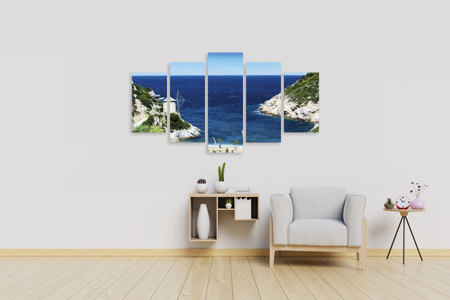 Πίνακας σε καμβά για χώρο που μπορεί να προορίζεται για το σαλόνι, τοπίο με φύση, αφηρημένο στυλ, μοντέρνο.