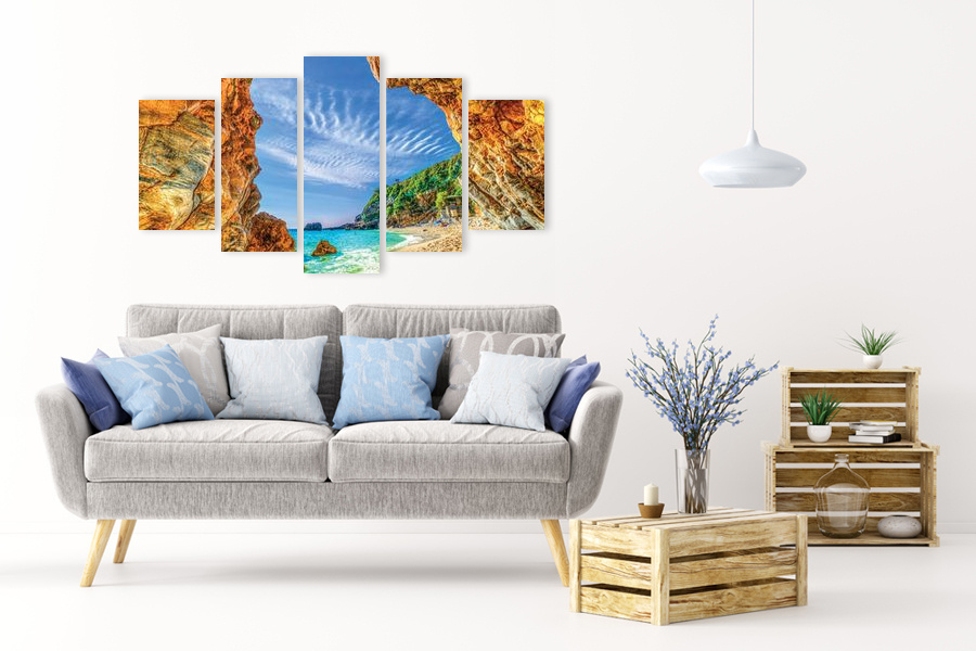 Πίνακας σε καμβά για χώρο που μπορεί να προορίζεται για τοπίο, με φυσικά στοιχεία και μοντέρνο στυλ διακόσμησης.