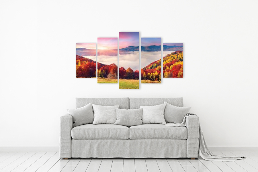 Πίνακας σε καμβά για χώρο που μπορεί να προορίζεται σε τοπίο, με αφηρημένα στοιχεία και μοντέρνο στυλ διακόσμησης.