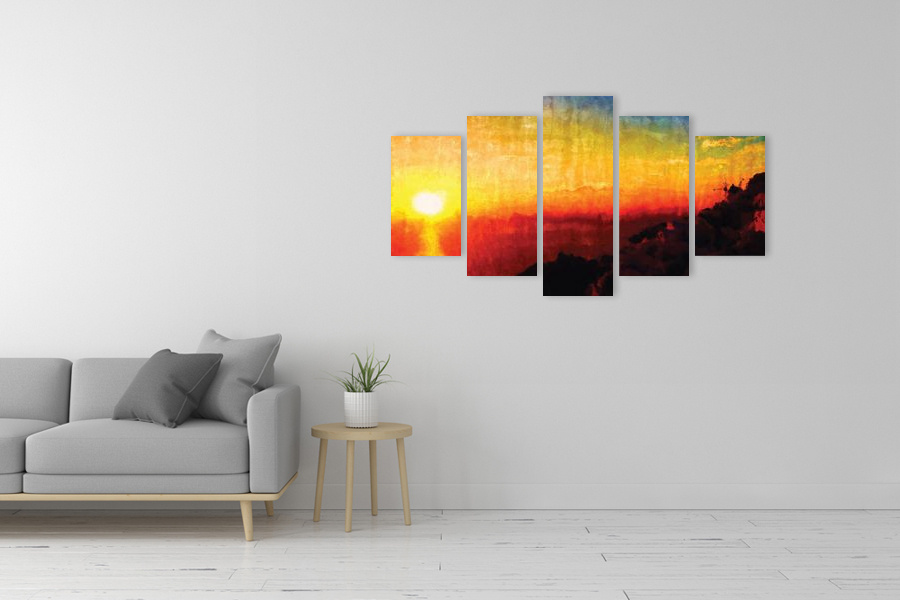 Πίνακας σε καμβά για τοπίο φυσικής ομορφιάς, με αφηρημένα στοιχεία, σε μοντέρνο στυλ διακόσμησης.