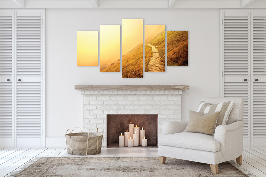 Πίνακας σε καμβά για χώρο που μπορεί να προορίζεται, τοπίο με φυσικά στοιχεία, σε ρεαλιστικό στυλ και μοντέρνα διακόσμηση.