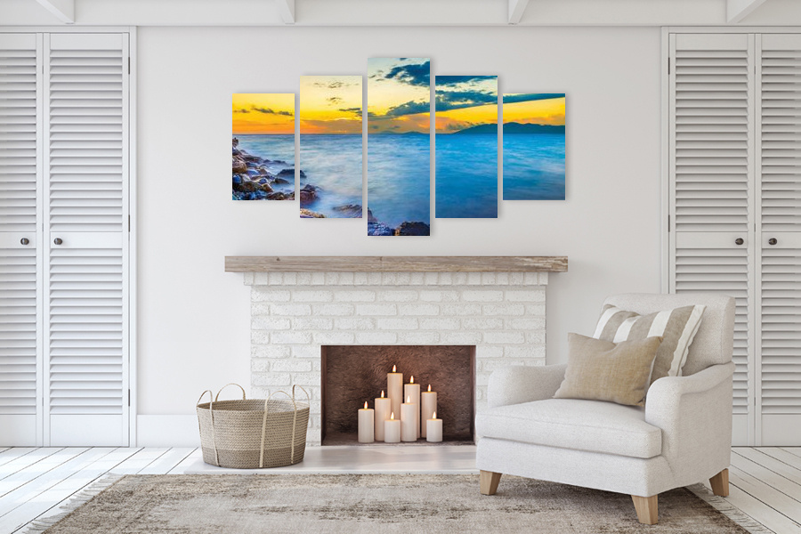 Πίνακας σε καμβά για χώρο που μπορεί να προορίζεται ως σαλονάκι, τοπίο φύσης με αφηρημένο στυλ και μοντέρνα διακόσμηση.