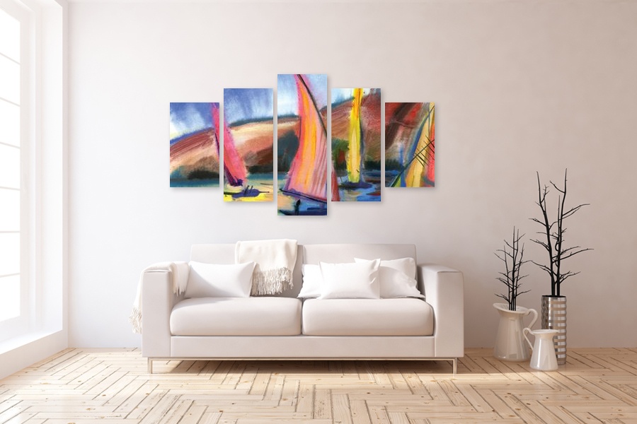 Πίνακας σε καμβά για σύγχρονο χώρο, με αφηρημένα σχέδια, σε μοντέρνο στυλ διακόσμησης.