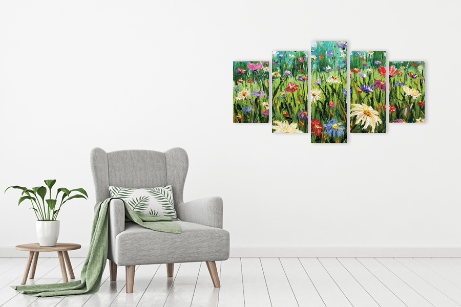 Πίνακας σε καμβά για χώρο που μπορεί να προορίζεται για ζωντανή διακόσμηση, με αφηρημένα μοτίβα και μοντέρνο στυλ.