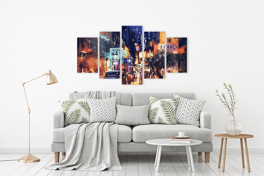 Πίνακας σε καμβά για μοντέρνο χώρο, αφηρημένο στυλ, με έντονα χρώματα.