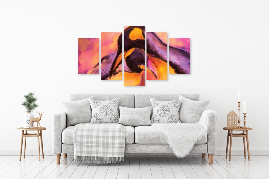 Πίνακας σε καμβά για μοντέρνο χώρο, αβSTRACT στυλ, με έντονα χρώματα και γεωμετρικά σχέδια.