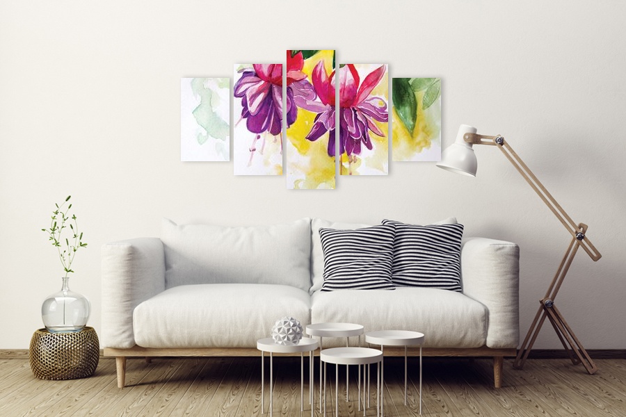 Πίνακας σε καμβά για μοντέρνο χώρο, αφηρημένο σχέδιο, με έντονα χρώματα και minimal στυλ διακόσμησης.