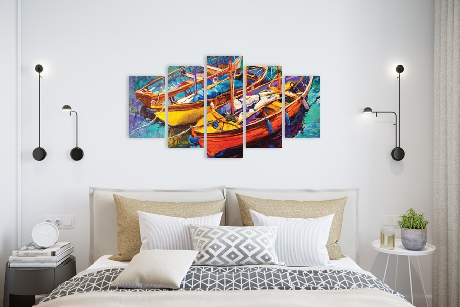 Πίνακας σε καμβά για μοντέρνο χώρο, με αφηρημένα σχέδια και ζωντανά χρώματα, ιδανικός για διακόσμηση.