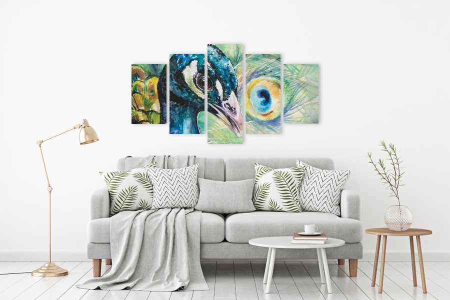 Πίνακας σε καμβά για χώρο που μπορεί να προορίζεται για σαλόνι, με αφηρημένα σχέδια, μοντέρνο στυλ διακόσμησης.