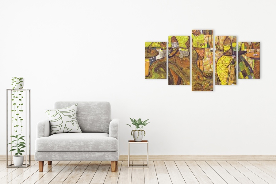 Πίνακας σε καμβά για χώρο που μπορεί να προορίζεται, με αφηρημένα σχέδια σε μοντέρνο στυλ διακόσμησης.