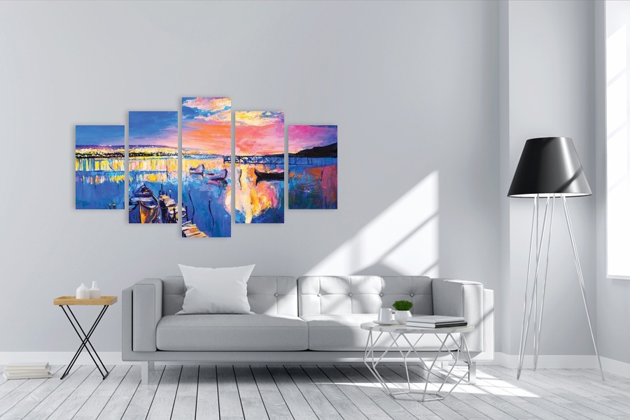 Πίνακας σε καμβά για χώρο που μπορεί να προορίζεται ως γραφείο, με αφηρημένα σχέδια, μοντέρνο στυλ διακόσμησης.