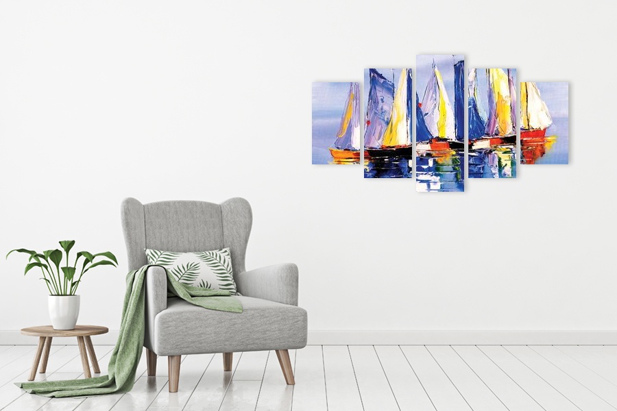 Πίνακας σε καμβά για χώρο που μπορεί να προορίζεται για σαλόνι, με αφηρημένα σχέδια σε μοντέρνο στυλ διακόσμησης.