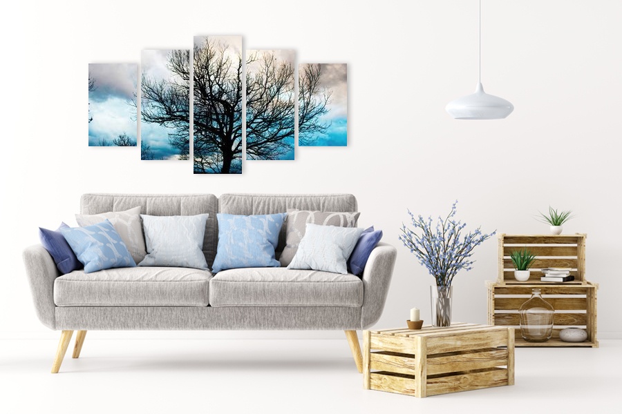 Πίνακας σε καμβά για χώρο που μπορεί να προορίζεται για σαλόνι, με τοπίο φύσης σε ρεαλιστικό και μοντέρνο στυλ.