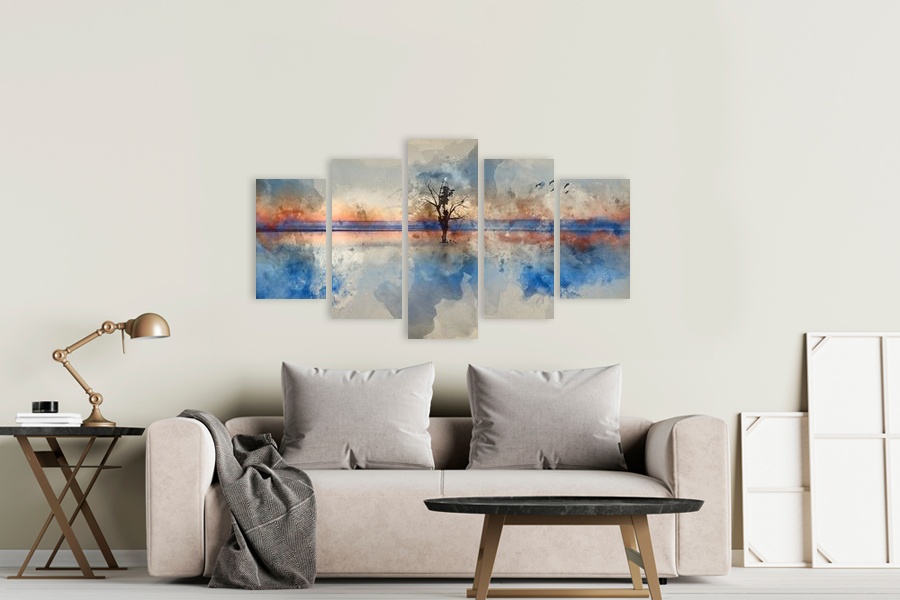 Πίνακας σε καμβά για χώρο που μπορεί να προορίζεται ως καθιστικό, τοπίο από τη φύση, αφηρημένο στυλ, μοντέρνα διακόσμηση.