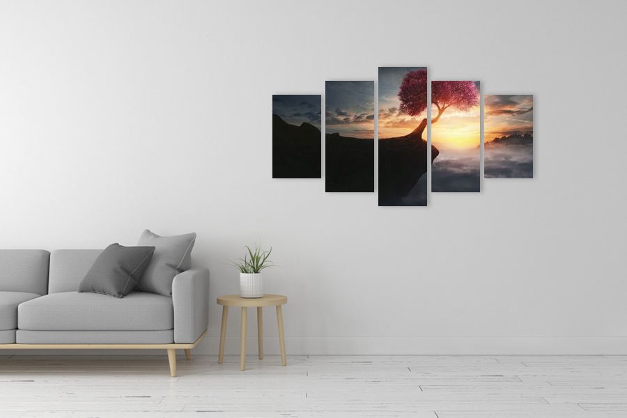 Πίνακας σε καμβά για χώρο που μπορεί να προορίζεται με τοπίο φύσης, αφηρημένο στυλ, μοντέρνα διακόσμηση.