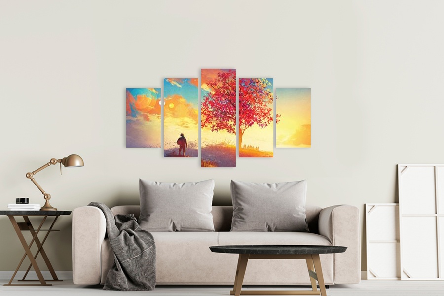 Πίνακας σε καμβά για χώρο που μπορεί να προορίζεται για τοπίο, με φυσικά στοιχεία σε ρεαλιστικό στυλ και μοντέρνα διακόσμηση.