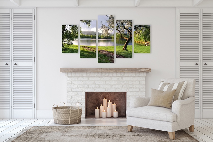 Πίνακας σε καμβά για χώρο που μπορεί να προορίζεται για φύση, με τοπίο και ρεαλιστικό στυλ, σε minimal διακόσμηση.