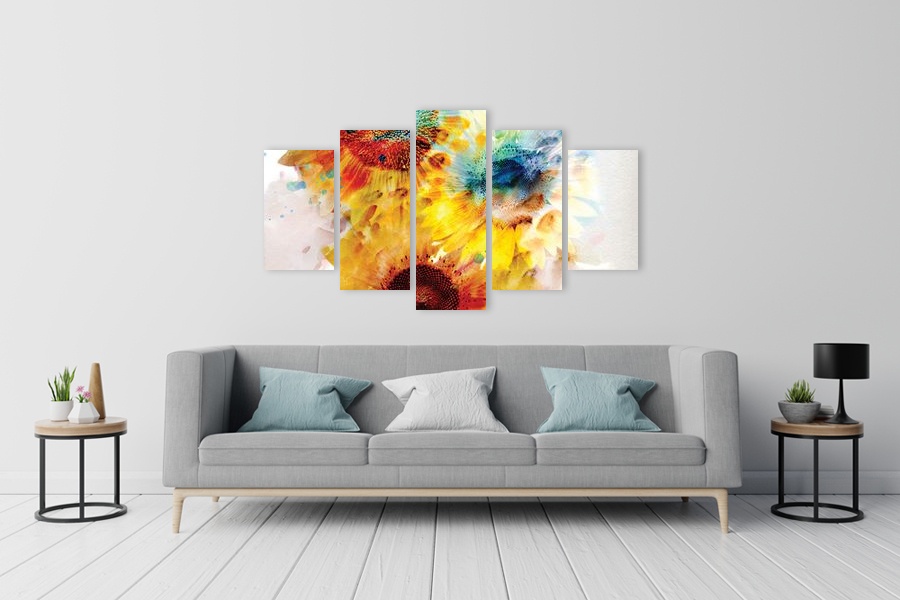 Πίνακας σε καμβά για χώρο που μπορεί να προορίζεται ως σαλόνι, με αφηρημένο στυλ και μοντέρνα διακόσμηση.