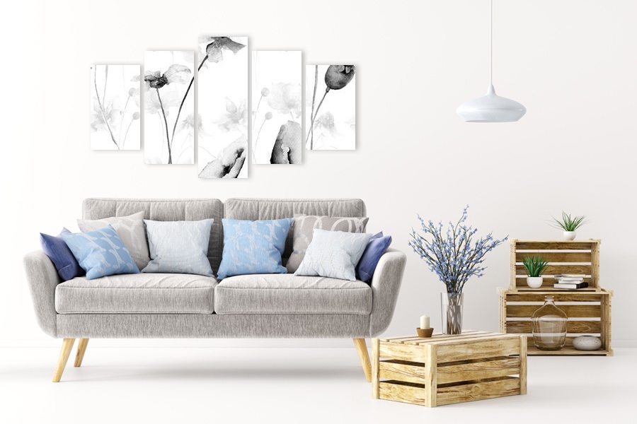 Πίνακας σε καμβά για μοντέρνο χώρο, με αφηρημένα στοιχεία και ζωγραφική σε στυλ minimal.