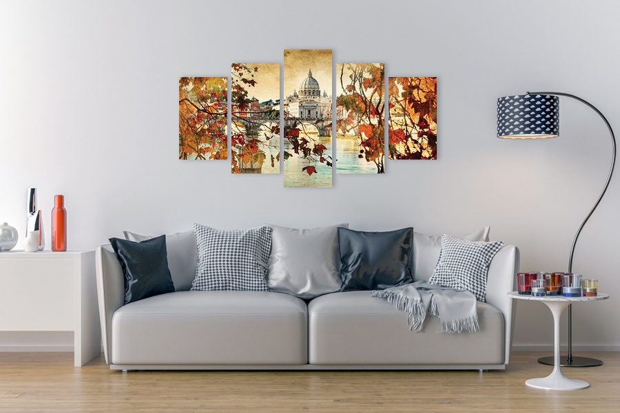 Πίνακας σε καμβά τοπίου, με φυσικές αποχρώσεις, μοντέρνα διακόσμηση.