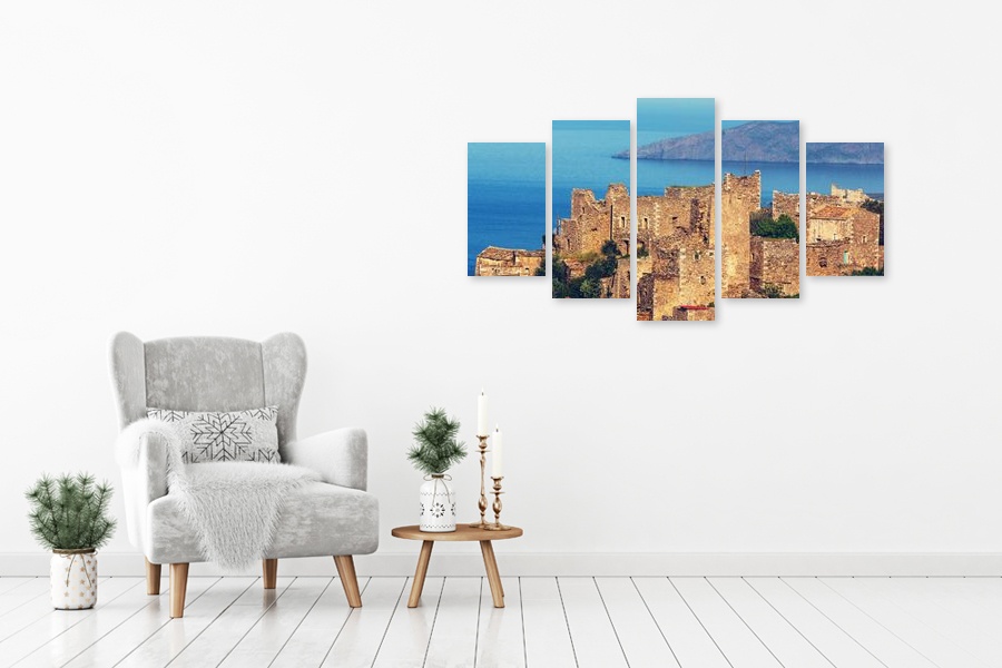 Πίνακας σε καμβά για χώρο που μπορεί να προορίζεται για το σαλόνι, με τοπίο και φυσικά στοιχεία σε ρεαλιστικό στυλ, μοντέρνα διακόσμηση.