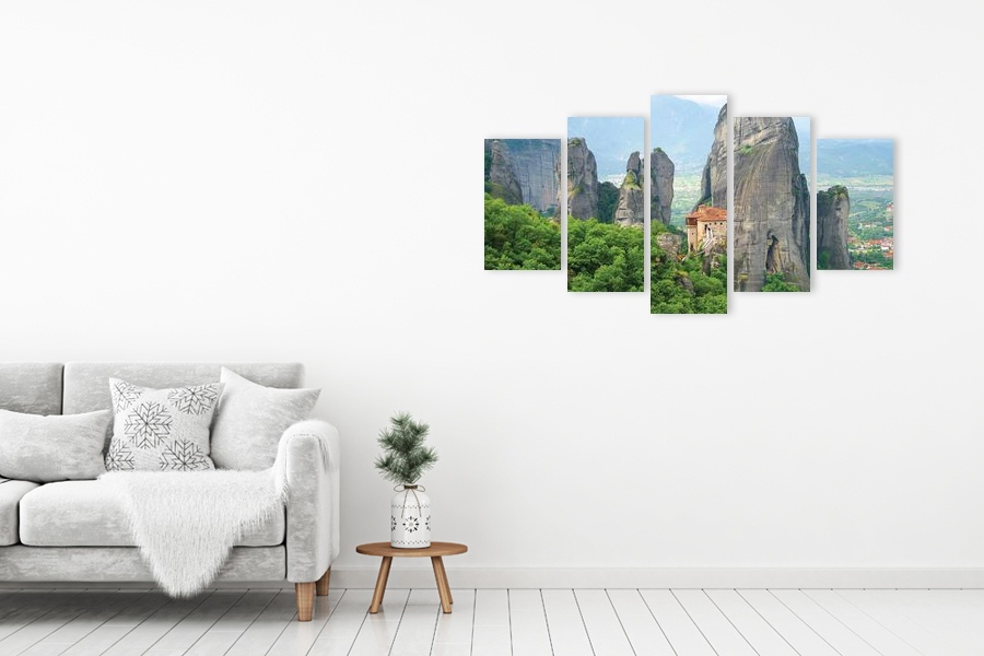 Πίνακας σε καμβά για χώρο που μπορεί να προορίζεται για σαλόνι, τοπίο σε αφηρημένο στυλ, με μοντέρνα διακόσμηση.