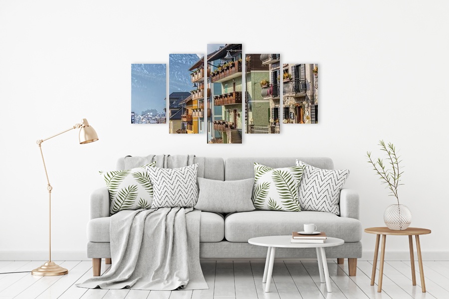 Πίνακας σε καμβά για χώρο που μπορεί να προορίζεται ως σαλονάκι, με θέμα τοπίο, σε αφηρημένο στυλ, μοντέρνα διακόσμηση.