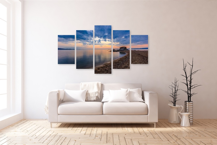 Πίνακας σε καμβά τοπίου, με στοιχεία φύσης, κατάλληλος για μοντέρνο χώρο διακόσμησης.