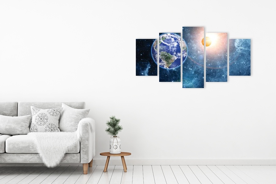 Πίνακας σε καμβά για διάστημα με αφηρημένα σχέδια, μοντέρνος στυλ διακόσμησης.